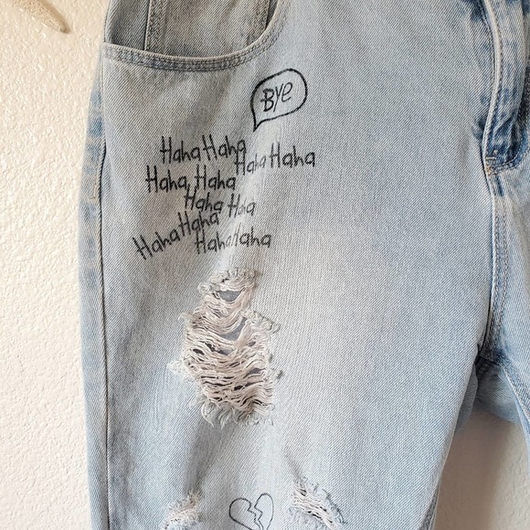 Adam Levine The Girlfriens Distressed Doddled Straight Leg Jeans Size 17 Women - Picture 4 of 11